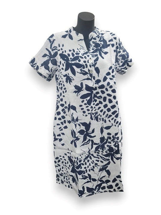 E.Talia Womens Pisa Print Outer Linen Inner Cotton Dress