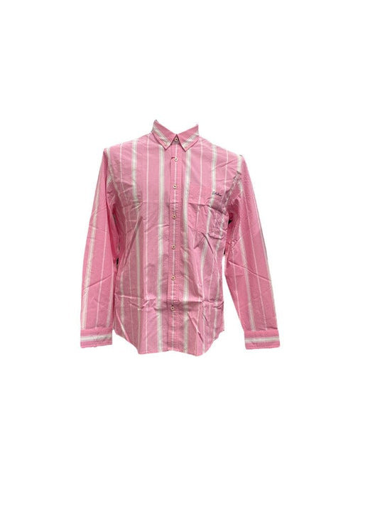 S. Kidman Mens Aberdeen Long Sleeve Shirt - Pale Pink Stripe