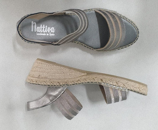 Nattiva Womens Hand Made Shoes Leather Upper Jute with Rubber Sole