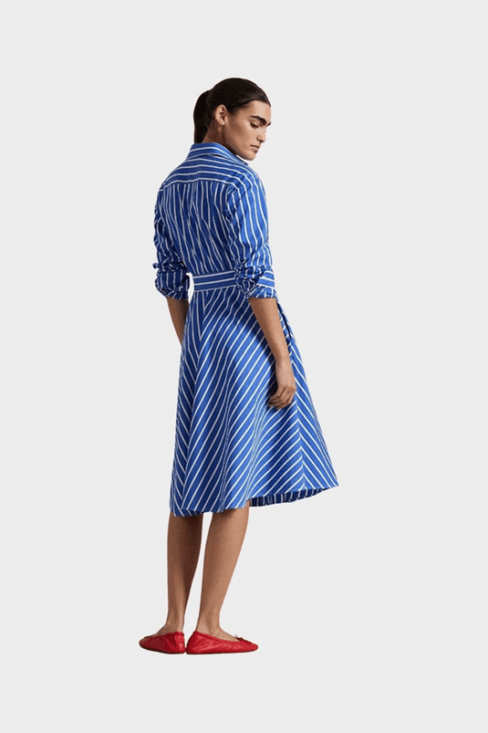 Ralph Lauren Belted Striped Cotton Shirtdress