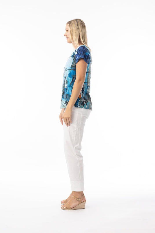 Orientique Womens T-Shirt Contemporary V - Tower Blue