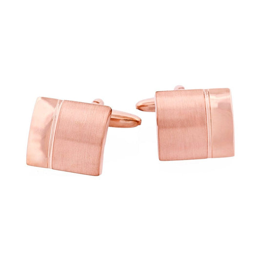 Cudworth Mens Brushed and Polished Rose Gold Plated Cufflinks