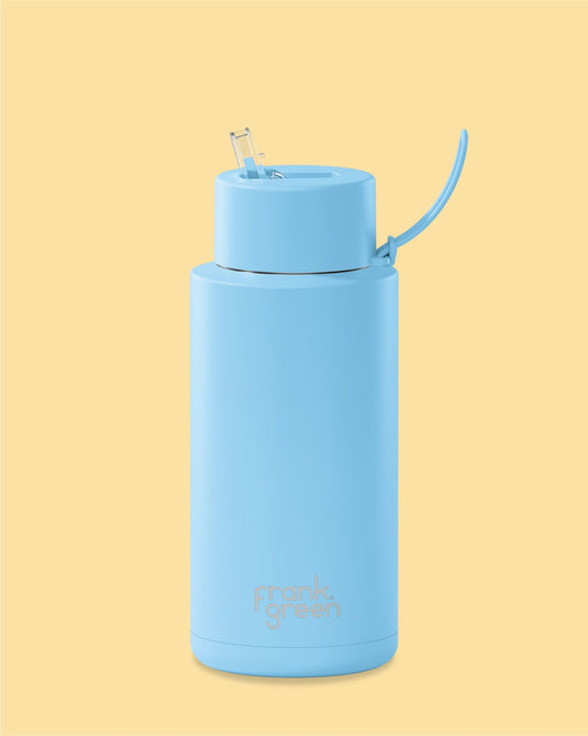 Frank Green 34oz Ceramic Reusable Bottle with Straw Lid - Sky Blue