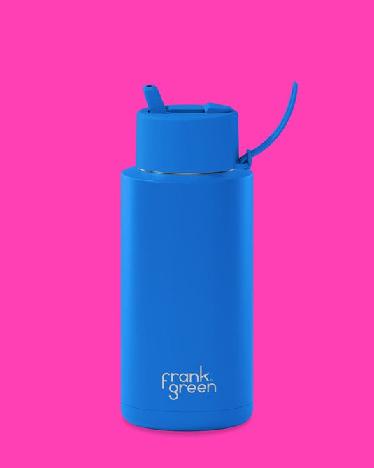 Frank Green 34oz Ceramic Reusable Bottle with Straw Lid - Blue Lagoon