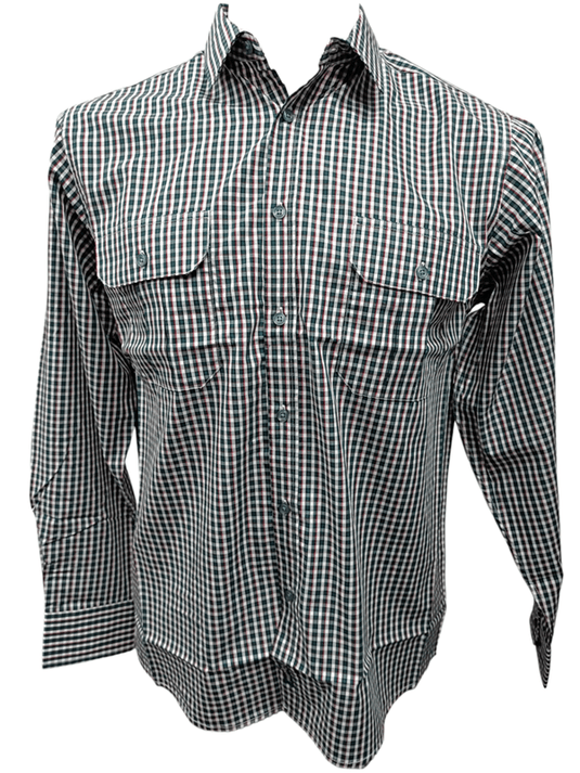 Cipollini Gold Mens Cotton Long Sleeve Shirt - Green/Red Check