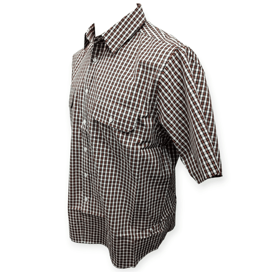 Cipollini Gold Mens Yarn Dyed Cotton Short Sleeve Shirt - Red Checks