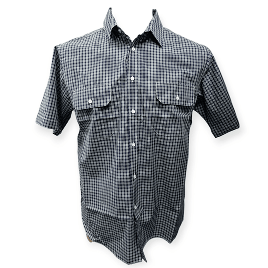 Cipollini Gold Mens Cotton Short Sleeve Shirt - Blue Check