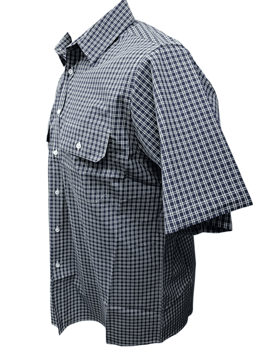 Cipollini Gold Mens Cotton Short Sleeve Shirt - Blue Check