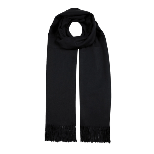 Dents Womens Plain Pashmina Shawl with Tassels - Black