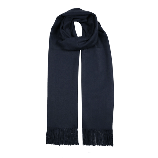 Dents Womens Plain Pashmina Shawl with Tassels - Navy