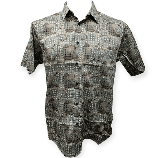 Cipollini Gold Mens Swiss Cotton Short Sleeve Shirt - Digital Gold