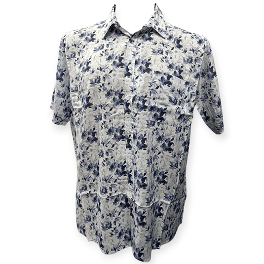 Cipollini Gold Mens Linen/Bamboo Short Sleeve Shirt - Floral Ink