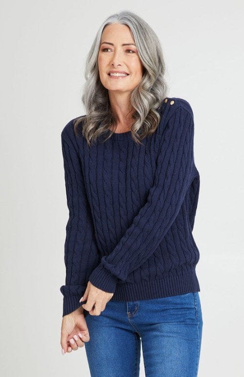 Load image into Gallery viewer, Gordon Smith Womens Kala Cable Jumper Navy
