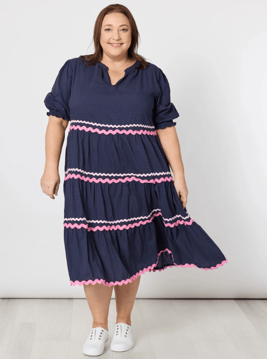 Threadz Womens Ric Rac Tiered Dress