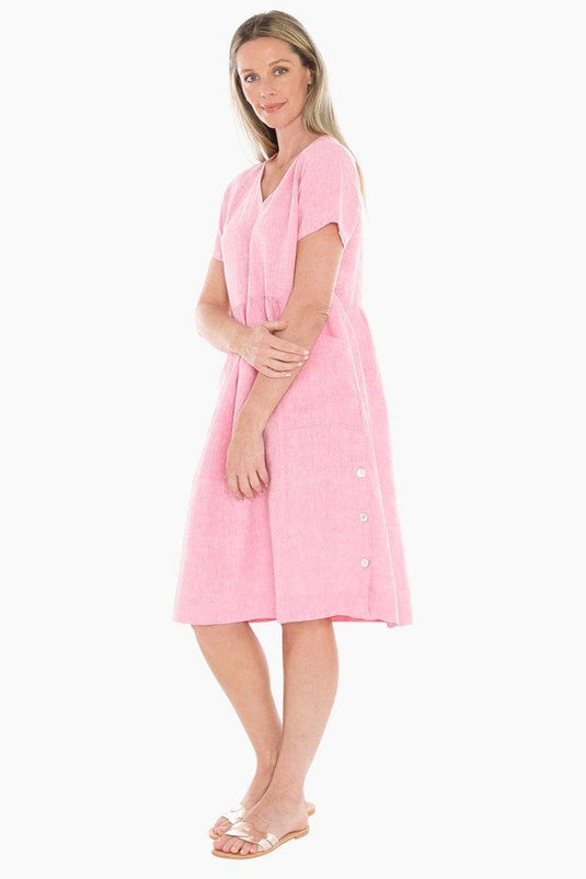 Jump Womens Side Button Dress - Flamingo