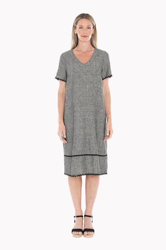 Jump Womens Ric Rac Short Sleeve Shift Dress