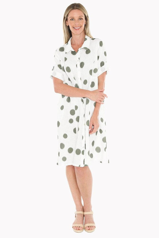 Jump Womens Scatch Spot Dress - White/Basil