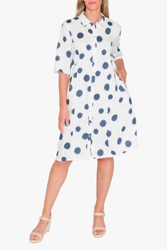 Jump Womens Scatch Spot Dress - White/Nightsky