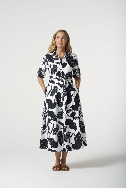 Goondiwindi Cotton Womens Block Leaf Print A-Line Dress
