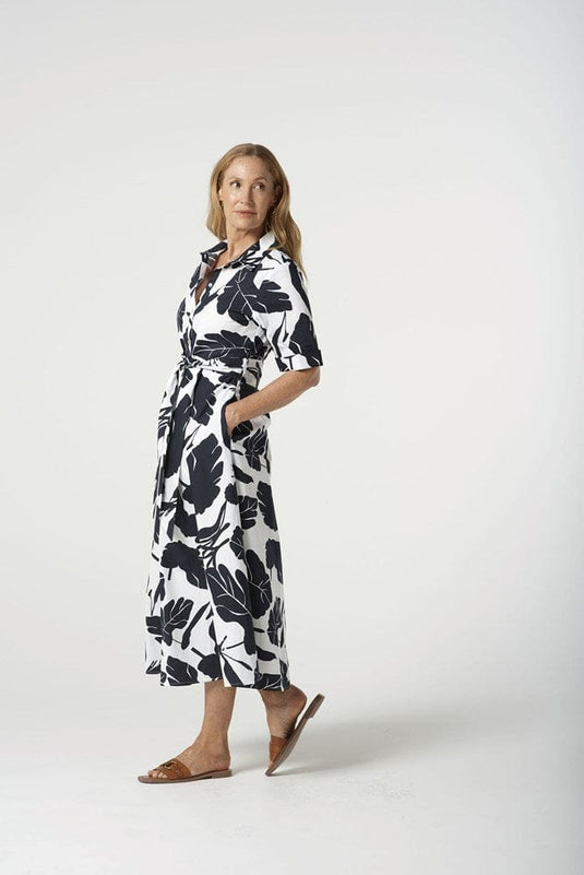 Goondiwindi Cotton Womens Block Leaf Print A-Line Dress