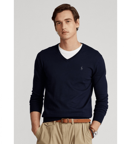 Ralph Lauren Mens Slim Fit Cotton V-Neck Jumper