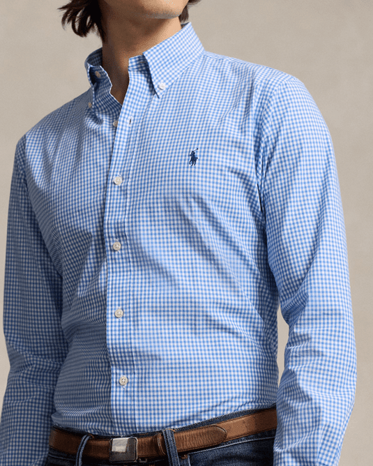 Ralph Lauren Mens Custom Fit Stretch Poplin Shirt - Check