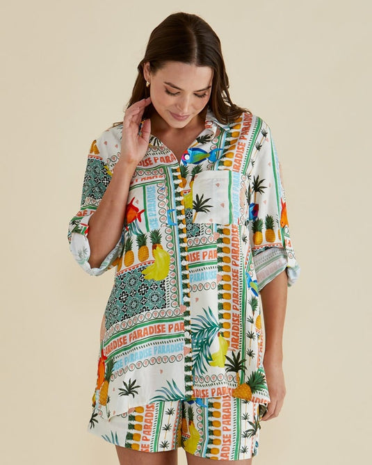 Betty Basics Womens Mills Shirt - Paradise Print