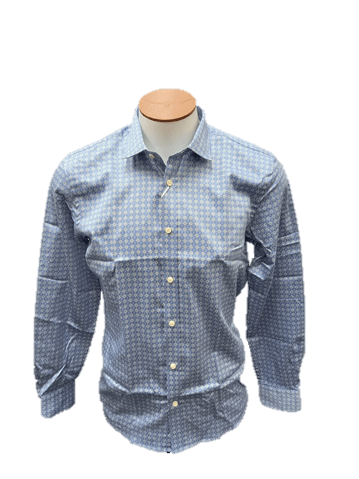 Brooksfield Mens Premium Print Shirt - Bigger Sizes Blue