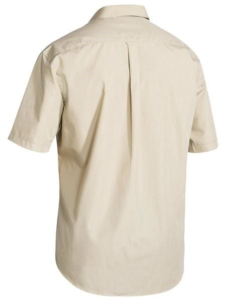 Bisley Mens Permanent Press Short Sleeve Shirt - Sand