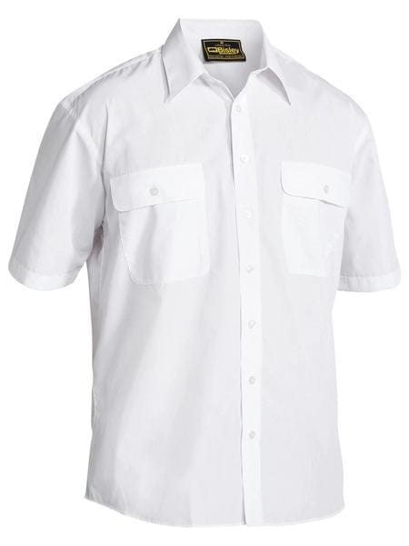 Bisley Mens Permanent Press Short Sleeve Shirt - White