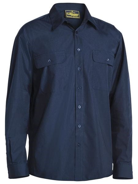 Bisley Mens Permanent Press Long Sleeve Shirt - Midnight