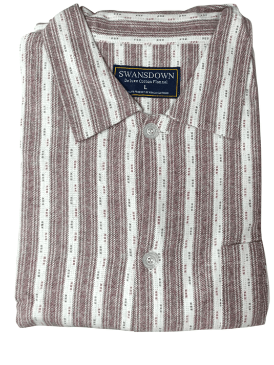 Koala Mens Sweansdown Long Sleeve Cotton Cord Pyjama Set - Burgundy