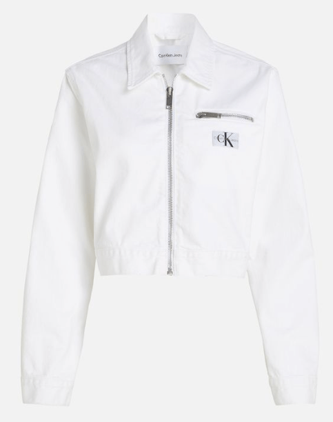 Calvin Klein Womens Zipped Denim Jacket White1