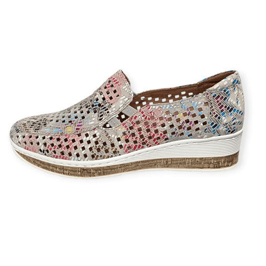 Cassini Womens Monkey Shoes - Cream Zigzag