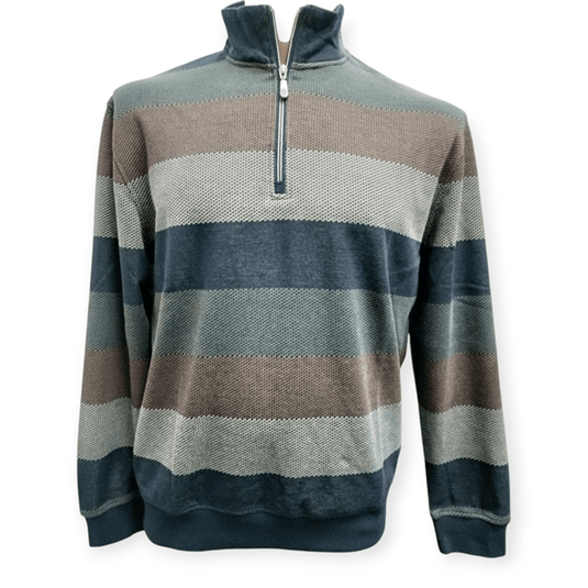 Back Bay Mens Block Stripe 1/2 Zip Sweater