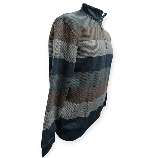 Back Bay Mens Block Stripe 1/2 Zip Sweater