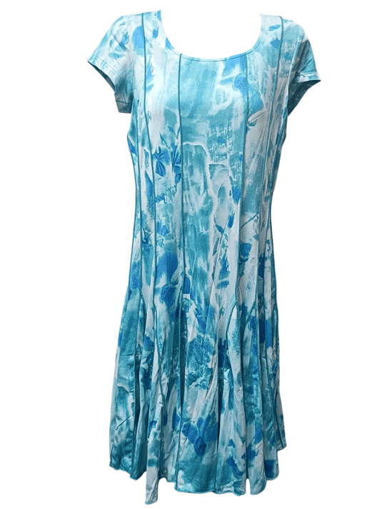 Tango Mango Womens Pleated Cap Sleeve Dress - Teal Wash