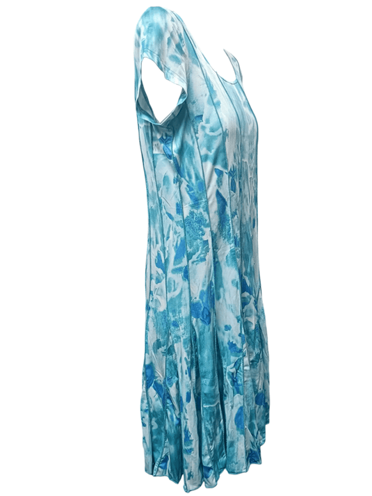 Tango Mango Womens Pleated Cap Sleeve Dress - Teal Wash