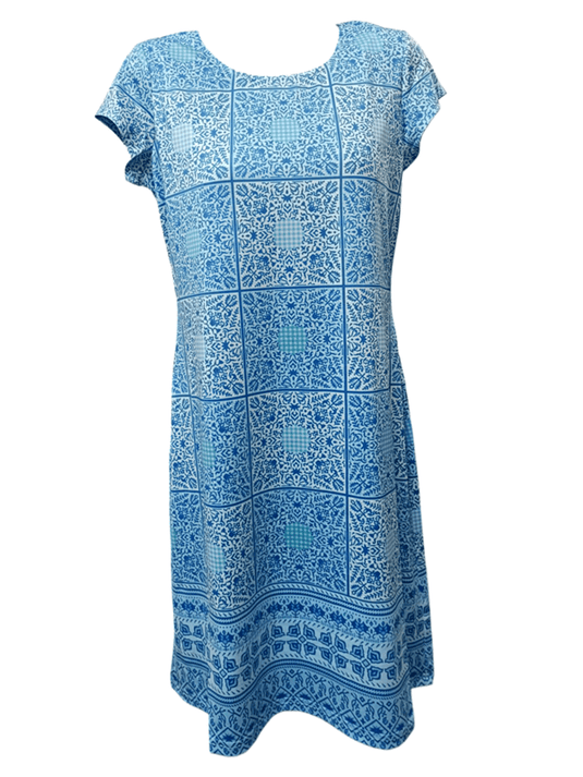Tango Mango Womens Scoop Neck Shift Dress - Blue Floral
