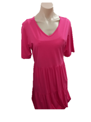 Vassalli Womens V Neck Short Sleeve Tiered Dress