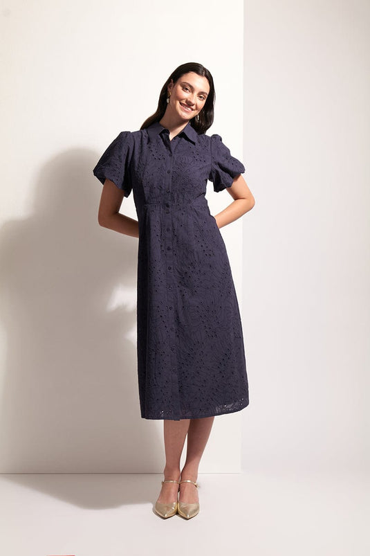 Foil Womens Cut Above Dress - Palm True Navy