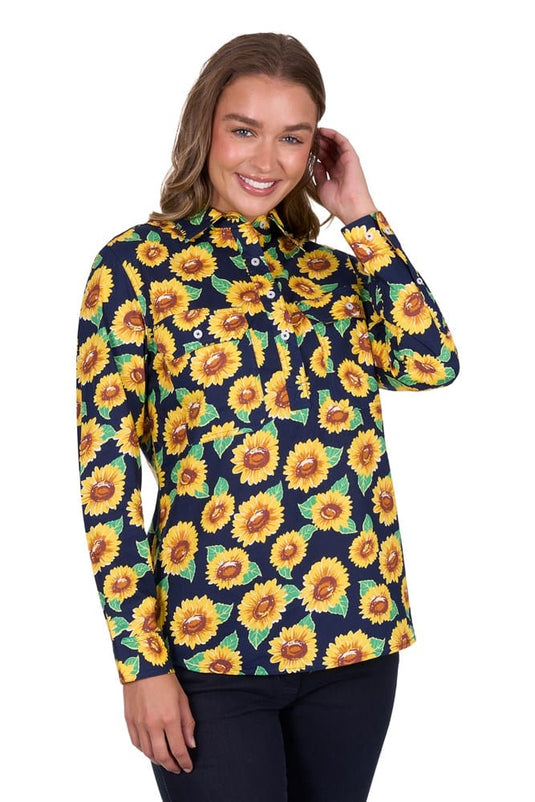 Hard Slog Womens Ally 1/2 Placket Long Sleeve Shirt - Multi