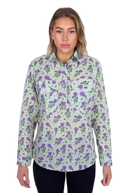 Hard Slog Womens Lynn 1/2 Placket Long Sleeve Shirt - Multi