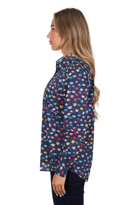 Hard Slog Womens Tori 1/2 Placket Long Sleeve Shirt - Navy