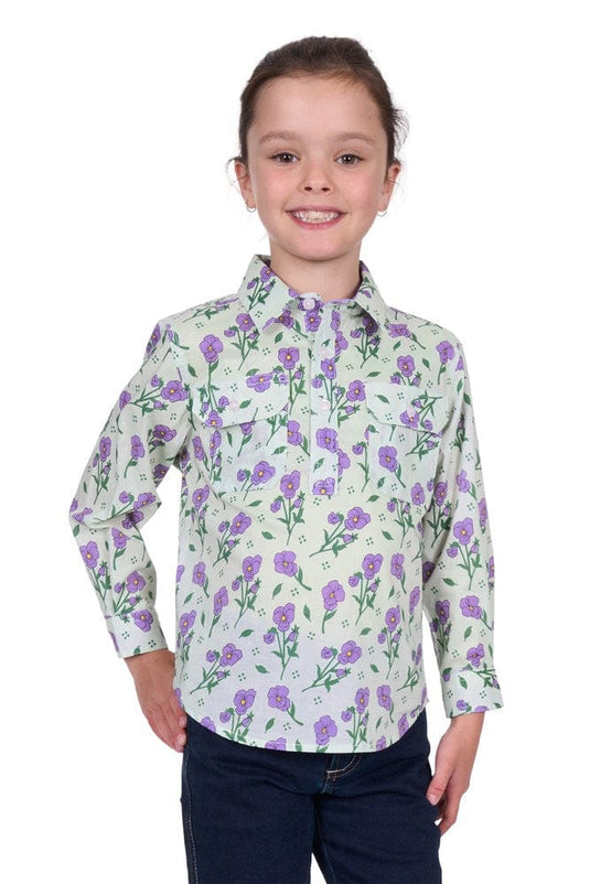 Hard Slog Kids Lynn 1/2 Placket Long Sleeve Shirt - Multi