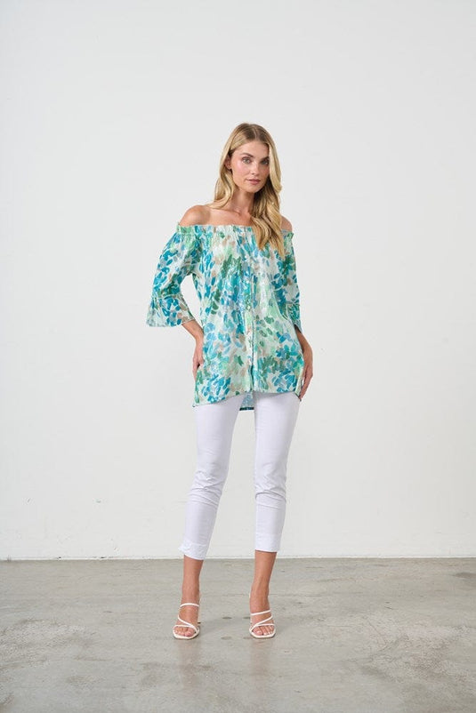 Holmes & Fallon Womens Off-Shoulder Sparkle Blouse