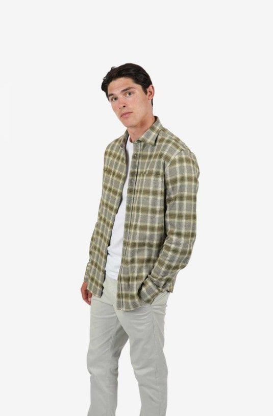James Harper Mens Olive Buller Check Shirt