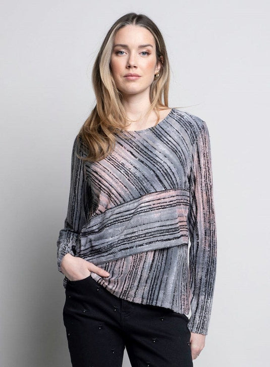 Picadilly Womens Boat Neck Asymmetrical Top