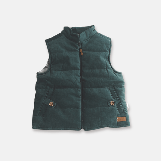Love Henry Boys Cooper Puffer Vest - Green Corduroy