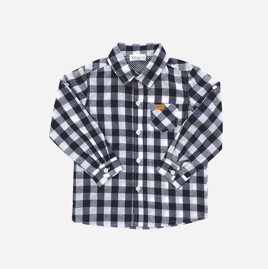 Love Henry Boys Dress Shirt - Large Navy Check